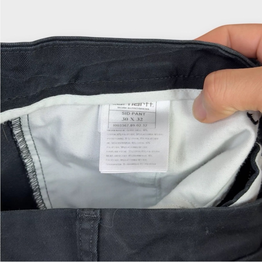 CARHARTT WIP SID Pant Mens 30x32 BLACK Straight Slim Fit Chino Pants Work Wear - Picture 5 of 14